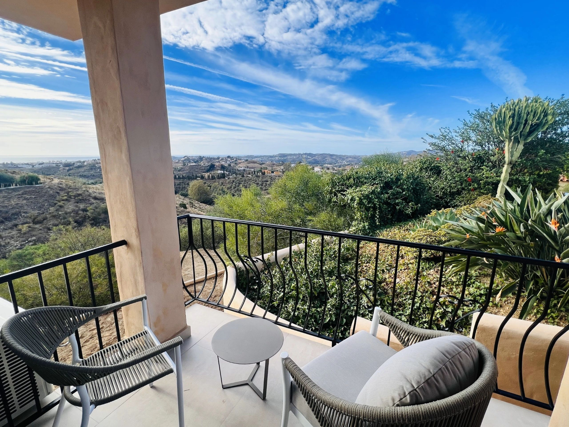 A terrace overlooking the countryside